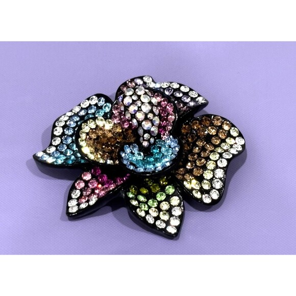 Kirks Folly Dream Flower Brooch Multicolor Pave Crystal Pin Pendant HSN - Picture 1 of 14